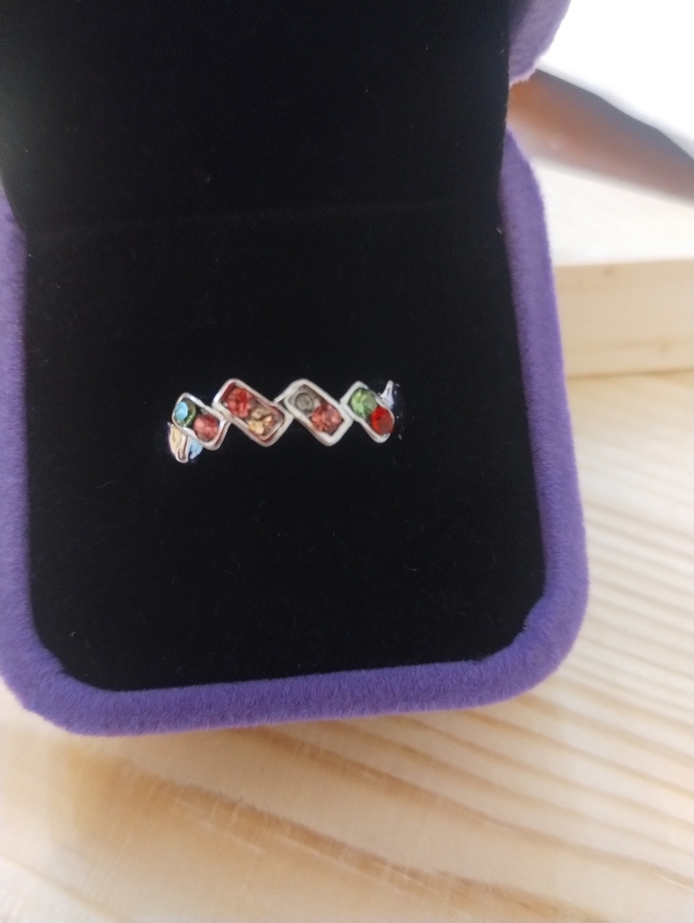 New Silver Tone Multicolor Rhinestone Ring Size 6 Costume Jewelry Statement Band